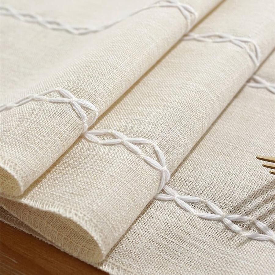 Rustieke Tafelloper Beige Handgemaakt 32 x 220 cm