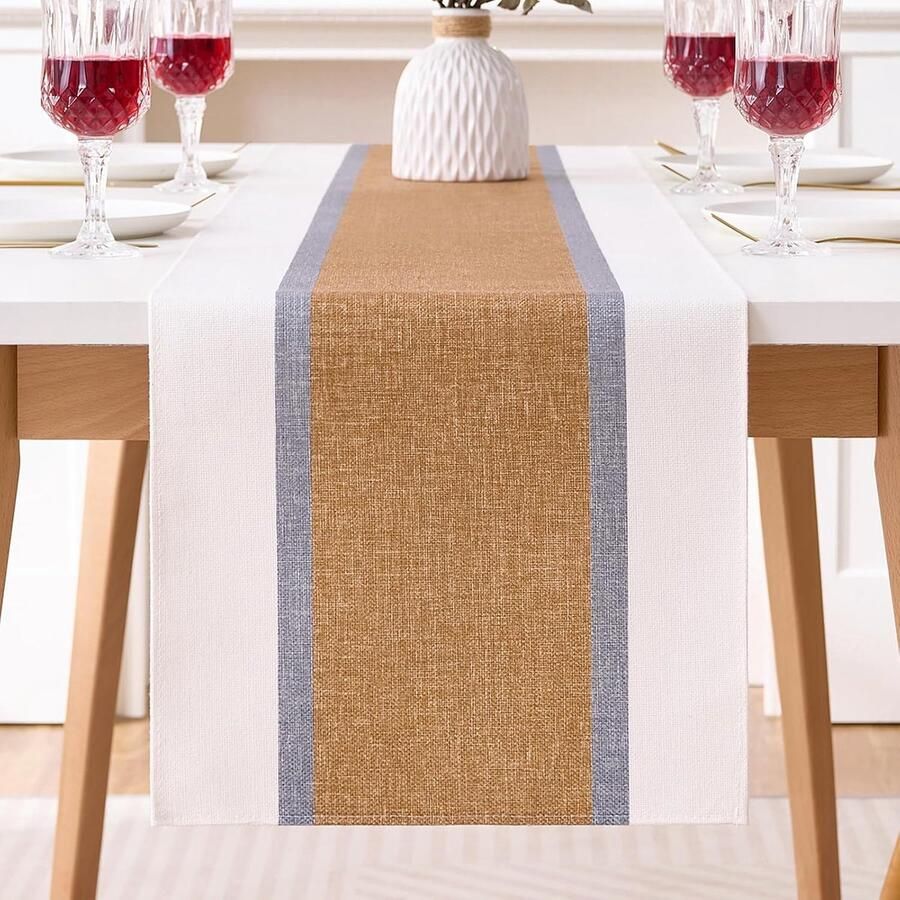 Rustieke Tafelloper Waterdicht 1 stuk Katoen en Linnen 33 x 183 cm