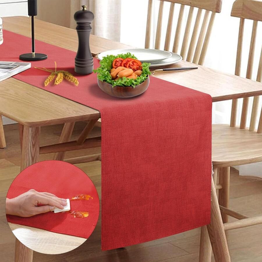 Rustieke tafelrunner waterdicht 1 stuk natuurlijk