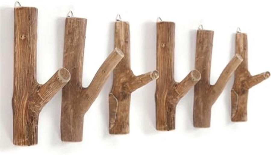 Rustieke Teakhouten Jashaak 6 Sets Wandkapstok voor Jassen en Accessoires 17x10x2 5 cm