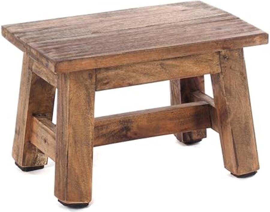 Rustieke Voetenbank van Vintage Hout Multifunctioneel Mini-Krukje 21x30x20 cm