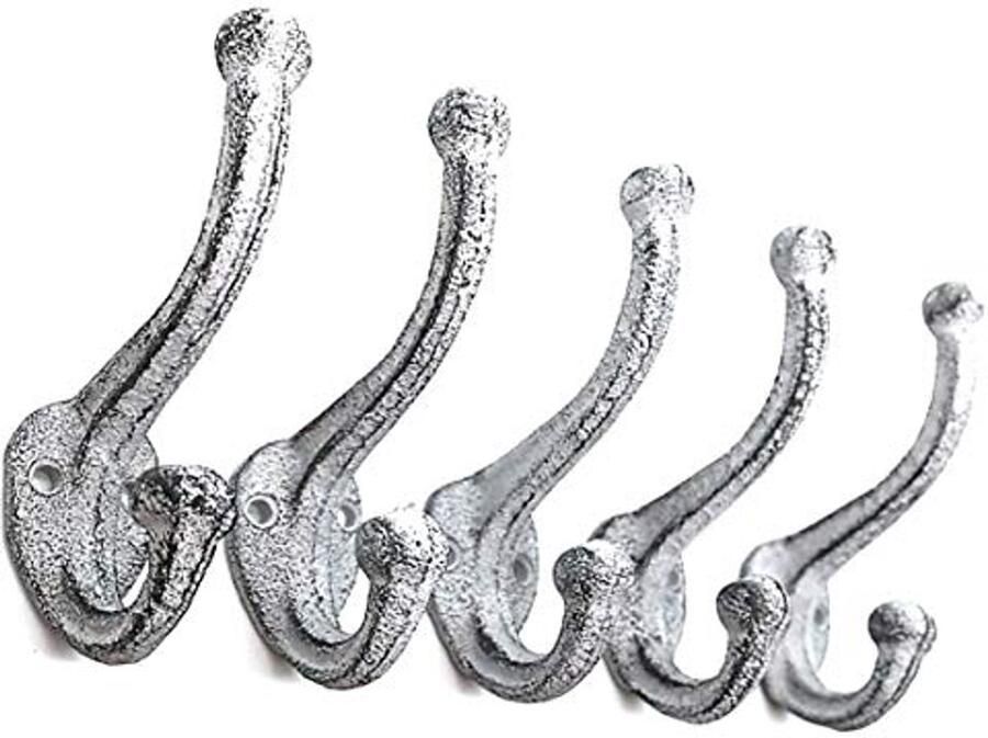 Rustieke wandgemonteerde kapstokken Set van 5 Vintage geïnspireerd Antiek wit