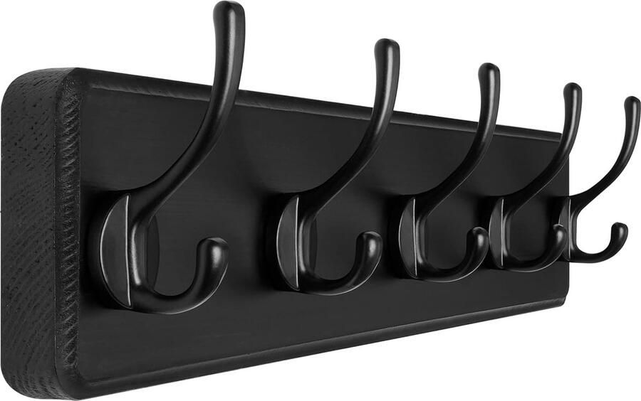 Rustieke wandkapstok 5 haken massief hout 17-1 4 inch