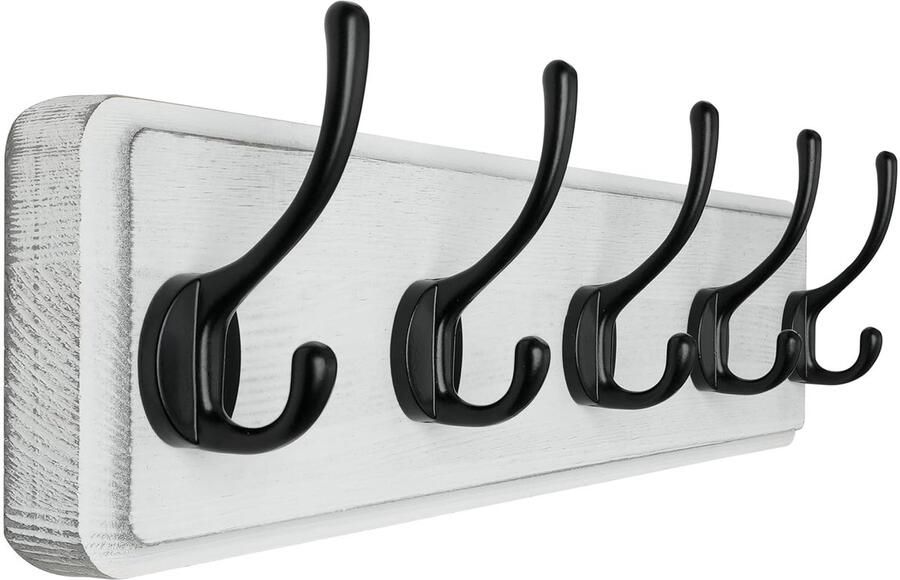 Rustieke Wandkapstok Kapstok met 5 Haken Grenen Hout