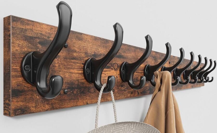 Rustieke Wandkapstok met 10 Haken Muurmontage Kapstok voor Entree Woonkamer en Slaapkamer