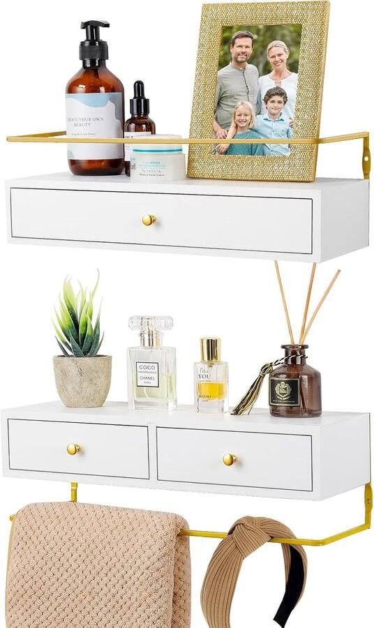 Rustieke Wandplanken Set Multifunctioneel 2 stuks Wit