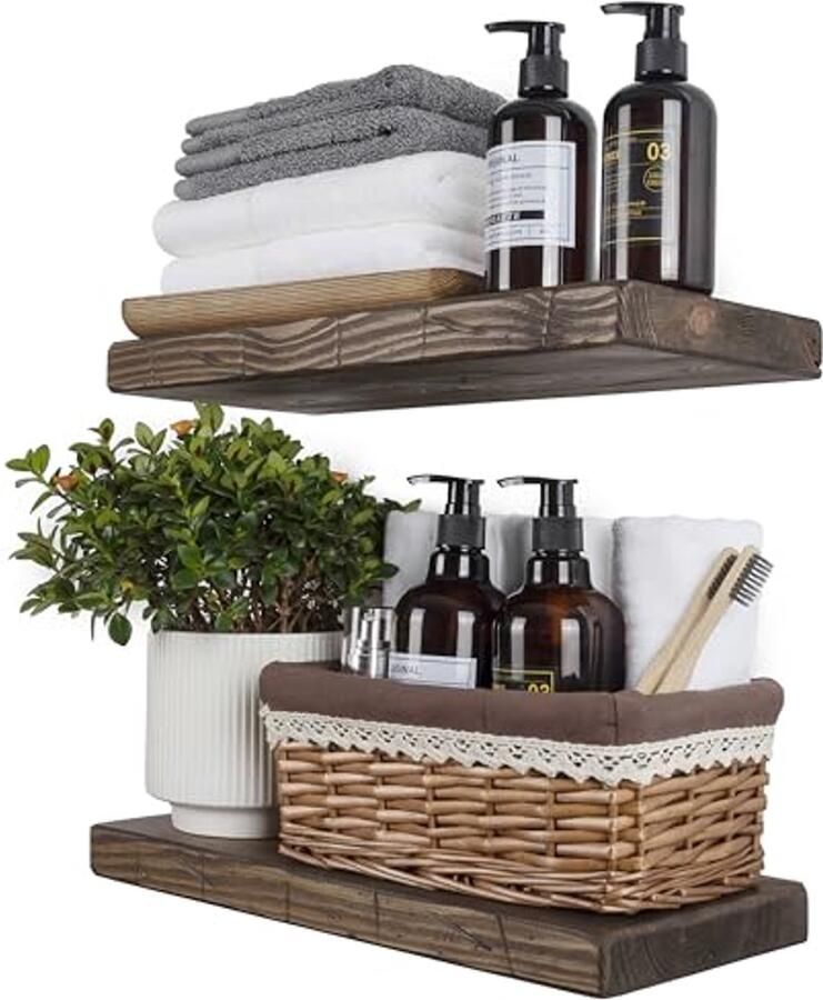 Rustieke Wandplanken Set van 2 40 6 cm voor Badkamer Woonkamer Slaapkamer en Keuken