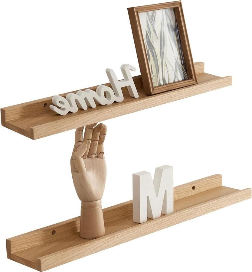 Drijvende planken 40 cm massief eikenhout rustieke wandplanken set van 2 wandmontage foto display plank woonkamer keuken slaapkamer