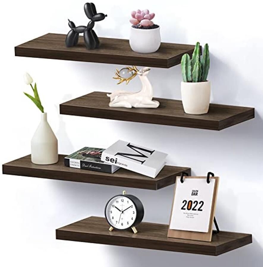 Rustieke Wandplanken Set van 4 Onzichtbare Beugels voor Badkamer Woonkamer Keuken en Slaapkamer