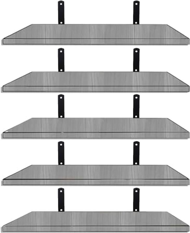 Rustieke Wandplanken Set van 5 Houten Muurplanken in Grijs