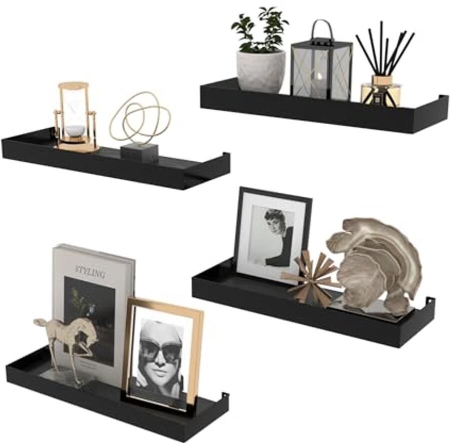 Rustieke Wandplankenset Stijlvolle Zwevende Houten Wandplanken voor Wandmontage Perfect voor Slaapkamer Woonkamer en Keuken