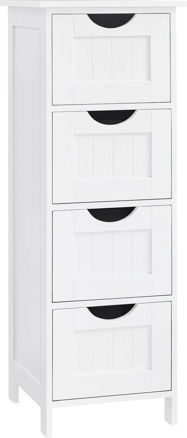 Rustive Badkamerkast Ladekast Opbergkast Kast Dressoir Multifunctioneel 4 Lades Wit 30 x 30 x 81 cm