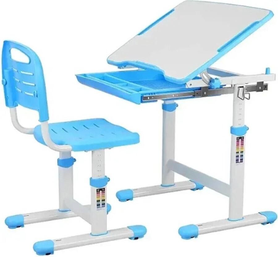 Rustive Kinderbureau Incl. Stoellade & Leesstandaard Met Kinder Bureaustoel Van 3-10 Jaar Studie Tafel Kinderen