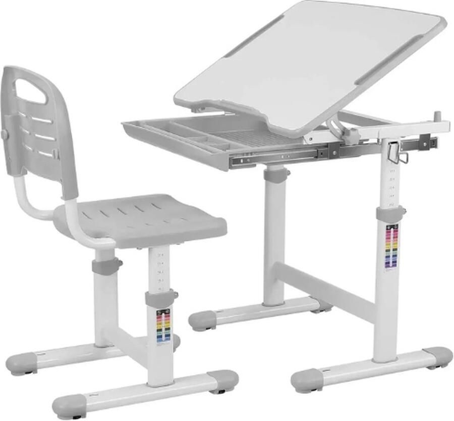 Rustive Kinderbureau Incl. Stoellade & Leesstandaard Met Kinder Bureaustoel Van 3-10 Jaar Studie Tafel Kinderen