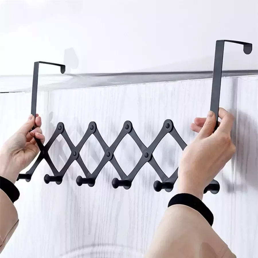 RVS Deurhaak Kapstok met 6 haken- Deurhanger Kapstok -voor Handdoek en Kleding-zwart