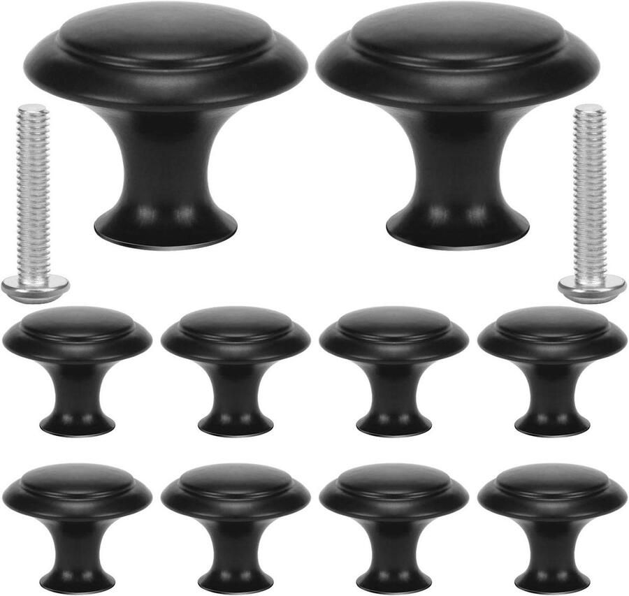 RVS Deurknoppen en Ladeknoppen Set van 10 Antiek Zwart Keuken en Kast Zinklegering