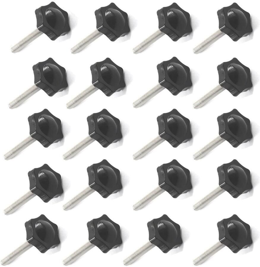 Optimaliseer jouw titel: RVS Mannelijke Draad Ster Hand Knop Set van 20 stuks M4x20mm Duim Schroef Hand Aanscherping 25mm