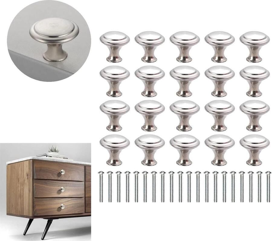 RVS Gepolijste Meubelknoppen 20 Sets Met Schroeven Kastgrepen Zilver Kinderkamer Kleine Handgrepen Ladegrepen Wit kastknoppen kinderkamer