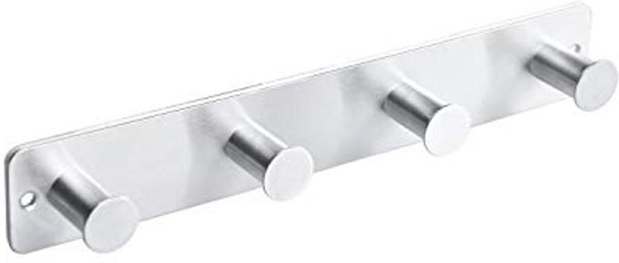 RVS haakrek kapstokhaak wandhaak zelfklevend & schroeven kapstok met 4 haken kapstokhaak voor hoed sjaals handtassen handdoekhaak