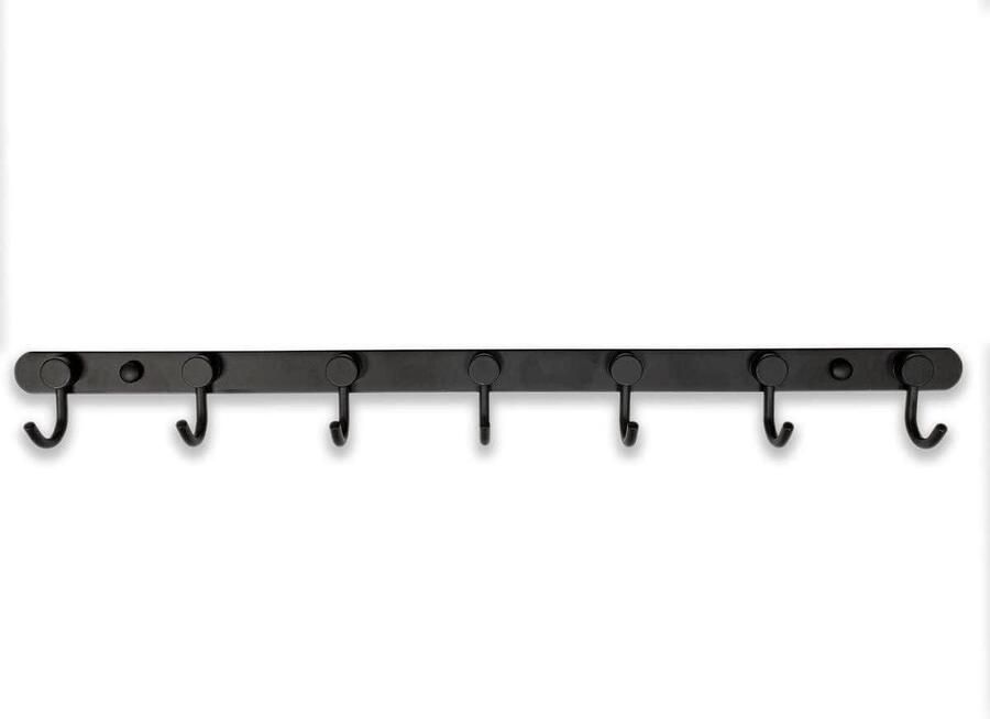 RVS Kapstok 7 haaks 54 cm Mat Zwart Wandkapstok Hangende Design Muurkapstok Handdoekrek Sterke Brute Strength hook coat rack wall mounted