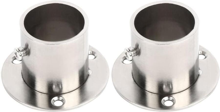 RVS Kast Kleding Kast Staaf Beugel Houder Flens Socket 32mm Dia 2 Stuks Roestvrijstaal Kledingkast accessoires-triggerhaken