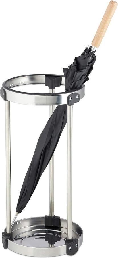 RVS paraplubak voor hal wachtkamer en kantoor ronde bak voor paraplu's en wandelstokhouder zilver umbrella holder