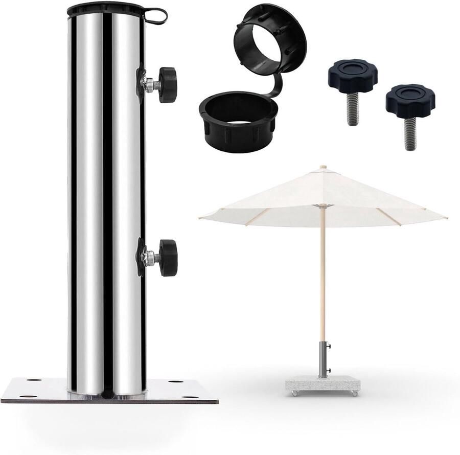 RVS Parasolvoet Standaard 41-51mm Graniet Beton Voet 4 Gaten