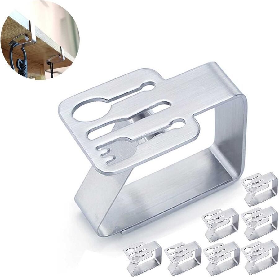 RVS tafelkleedklemmen 8 stuks Tafelkleedklemmen Tafelaccessoires Tafelkleedklemmen voor buiten RVS tafelkleedklemmen Zilver Ideaal voor binnen- en buitengebruik