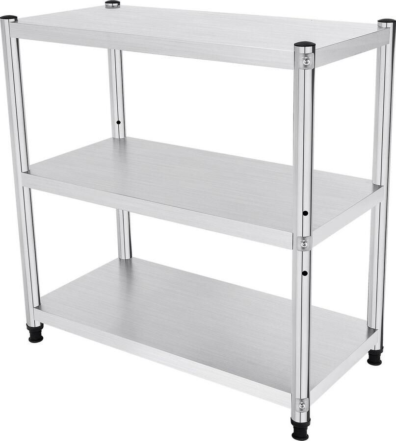 RVS werktafel Rvs tafel Werkbank 3 lagen RVS Cateringtafel Werkblad Horeca 80x40cm