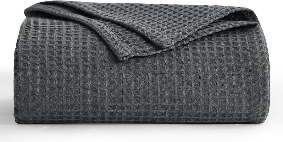 S&Dshopline Dunne deken zomer grijs wafelpiqué zomerdeken lichte deken 150 x 200 cm XL als bankdeken zacht behaaglijke woondeken woonkamer bank pluizige deken sprei