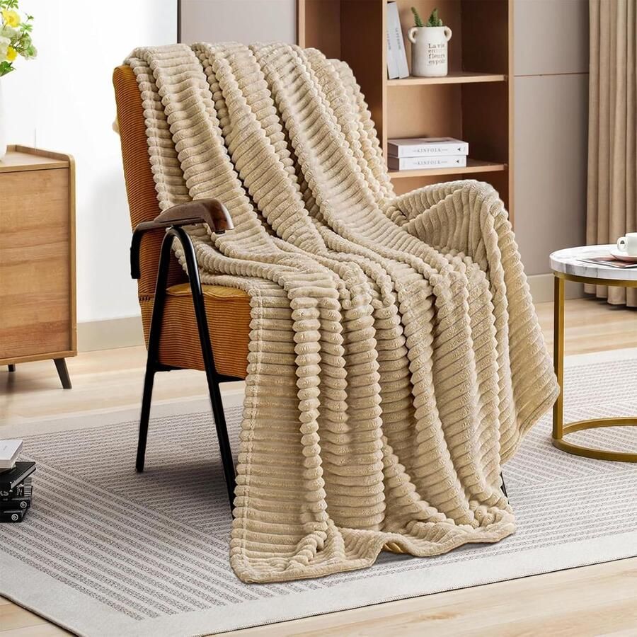 S&Dshopline Knuffeldeken fluffy deken wollen deken 150x200 bankdeken deken beige fluffy warme woon- & knuffeldekens deken voor op de bank winter sherpa deken
