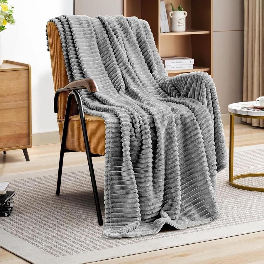 S&Dshopline Knuffeldeken fluffy deken wollen deken 150x200 bankdeken deken grijs fluffy zacht warm woon- & knuffeldekens deken voor bank woonkamer winter Sherpa deken