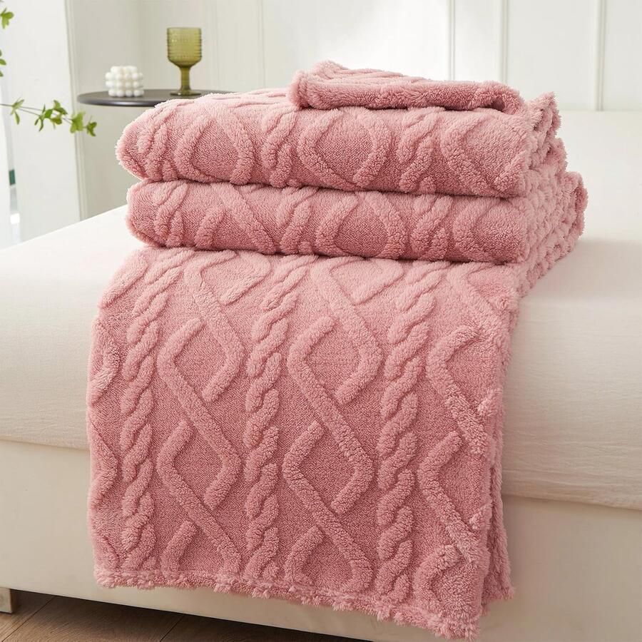S&Dshopline Knuffeldeken pluizige deken knuffeldeken fleecedeken flanellen deken woondeken bankdeken deken voor bank en sprei (roze 200 x 230 cm)
