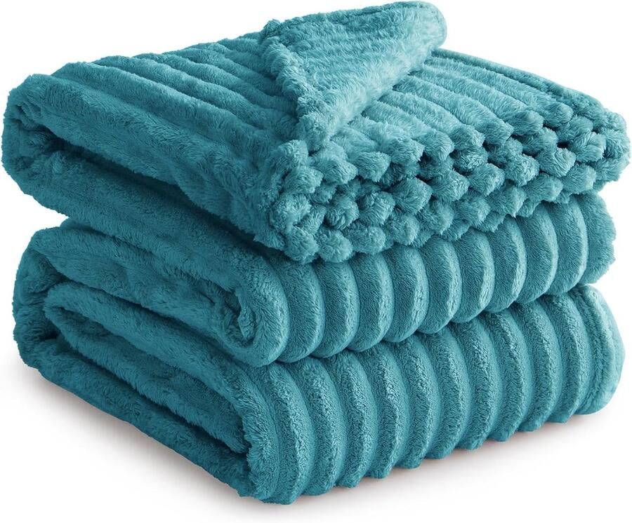S&Dshopline Knuffeldeken pluizige deken turquoise fleecedeken 230 x 270 cm als bankdeken zacht behaaglijk corduroy deken woondeken bank gigantische deken dikke pluche deken warm