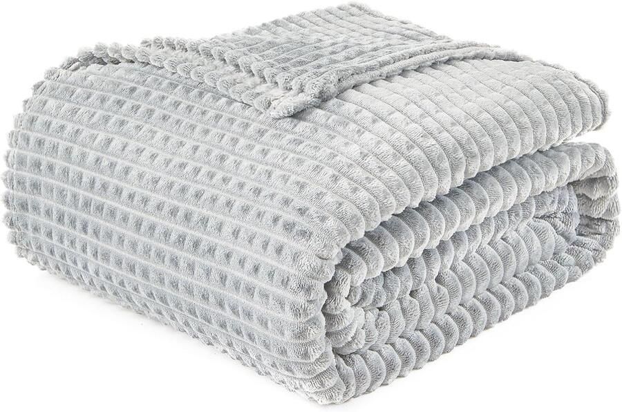 S&Dshopline Knuffeldeken wollig 3D-touch-ervaring 150 x 200 cm fleecedeken zachte warme wollen deken bankdeken deken voor bank sprei woondeken lichtgrijs