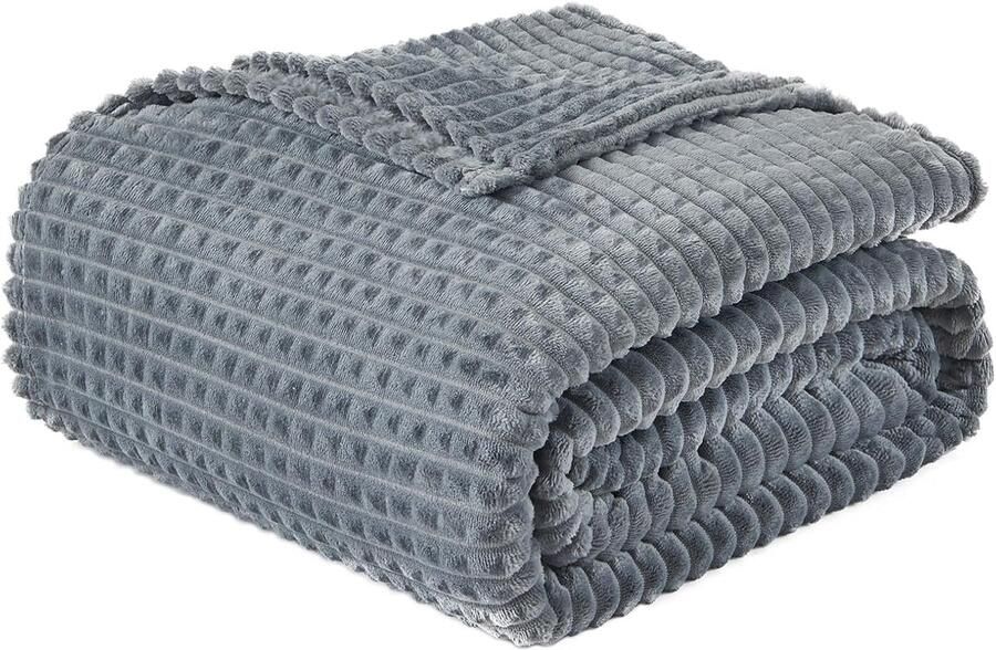 S&Dshopline Knuffeldeken wollig 3D-touch-ervaring 150 x 200 cm fleecedeken zachte warme wollen deken bankdeken deken voor bank sprei donkergrijs