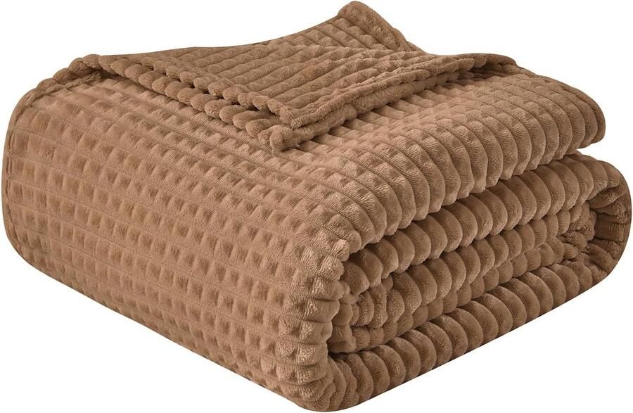 S&Dshopline Knuffeldeken wollig 3D-touch-ervaring fleecedeken zachte warme wollen deken bankdeken deken voor bank sprei bruin 130 x 150 cm