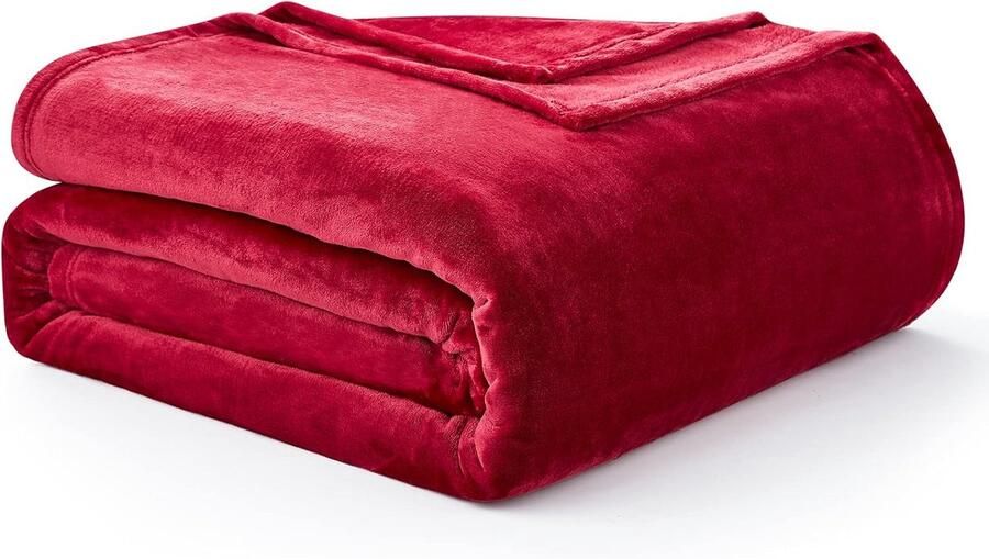 S&Dshopline Knuffeldeken wollig zachte warme fleecedeken 130 x 165 cm als deken bank woon- of bankdeken sprei donkerrood