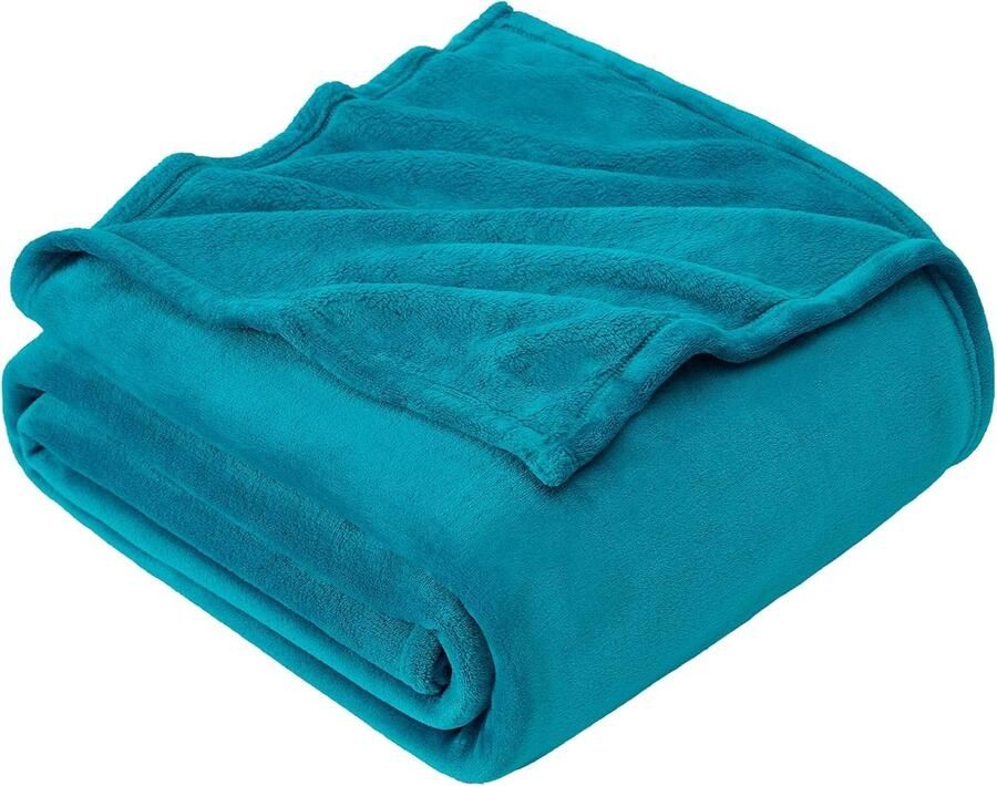 S&Dshopline Knuffeldeken wollig zachte warme fleecedeken 230 x 270 cm als deken bank woon- of bankdeken sprei turquoise