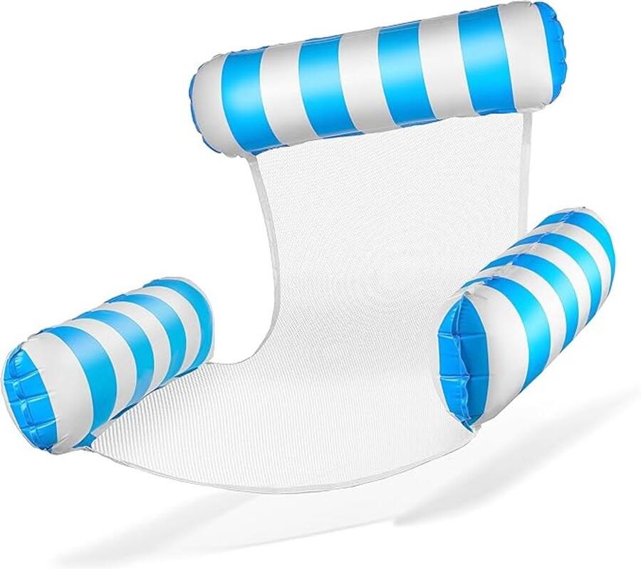S&Dshopline Luchtmatras zwembad opblaasbare stoel waterstoel met rugleuning en armleuningen zwemzitje zwembadstoel zonnestoel waterrelaxstoel blauw (lichtblauw) wit