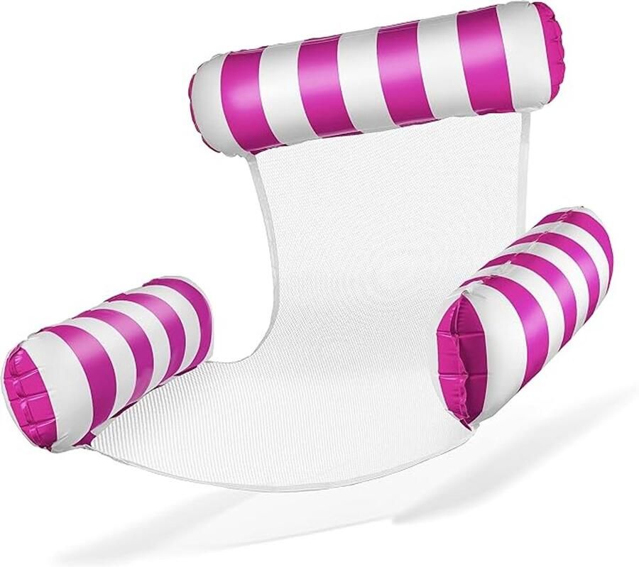 S&Dshopline Luchtmatras zwembad opblaasbare stoel waterstoel met rugleuning en armleuningen zwemzitje zwembadstoel zonnestoel waterrelaxstoel roze wit