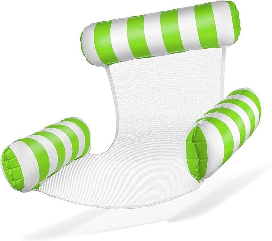 S&Dshopline Luchtmatras zwembad opblaasbare stoel waterstoel met rugleuning en armleuningen zwemzitje zwembadstoel zonnestoel waterrelaxstoel groen wit