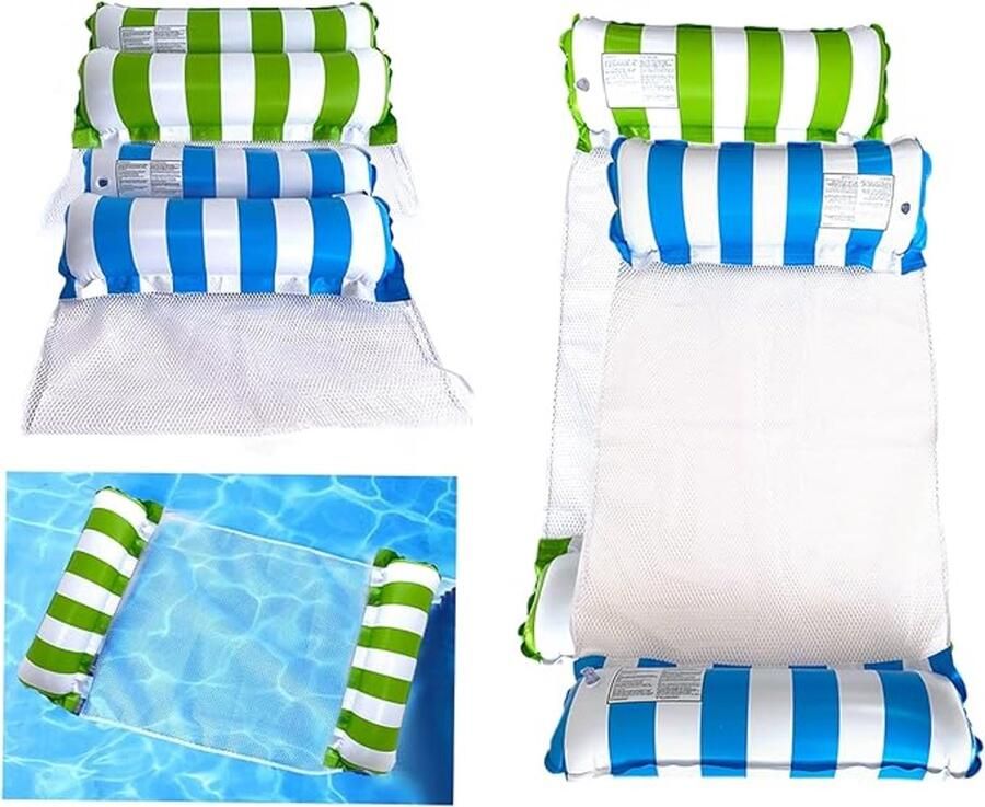 S&Dshopline Opblaasbare hangmat 2 stuks waterhangmat zwembed loungestoel zwembad lounge luchtmatras zwembad opblaasbare hangmat zwembad opblaasbare hangmat voor volwassenen en kinderen