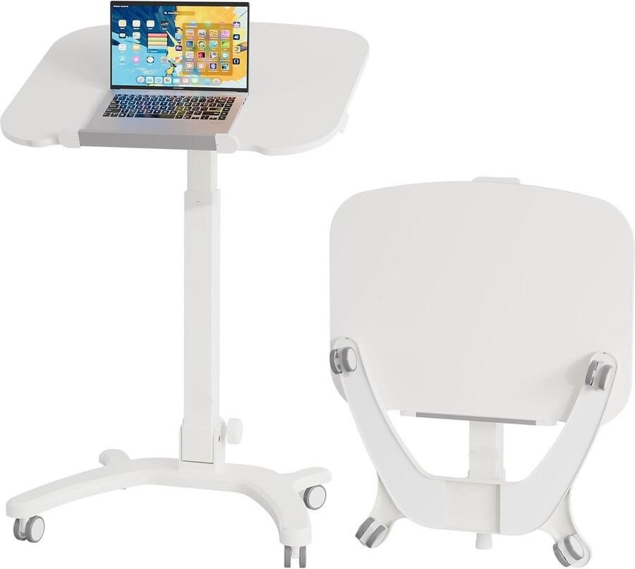 S&Dshopline Opvouwbaar computerbureau 65x50 cm in hoogte verstelbaar met 4 wielen laptoptafel opvouwbaar bijzettafel voor kantoor woonkamer slaapkamer tot 12 kg ideaal voor thuiswerk en kleine ruimtes