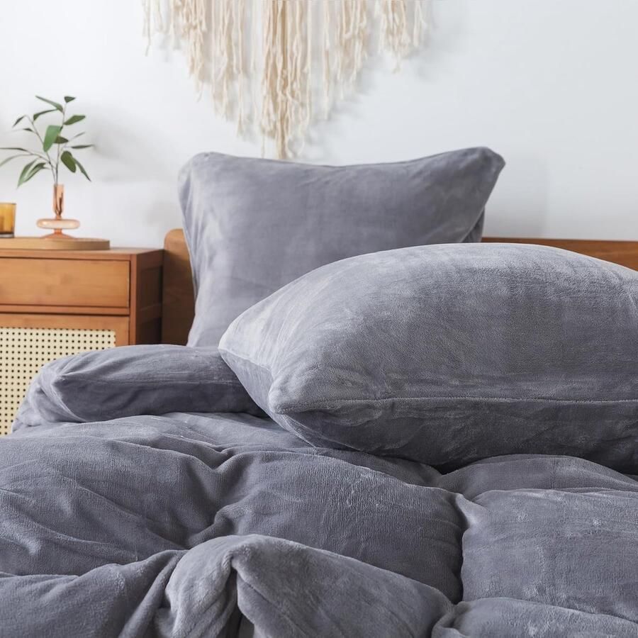 S&Dshopline Pluche kussenslopen 40 x 80 cm (set van 2) grijs zacht wollig kussensloop met ritssluiting voor bed bank kussen 40 x 80 cm decoratieve kussensloop hoofdkussensloop