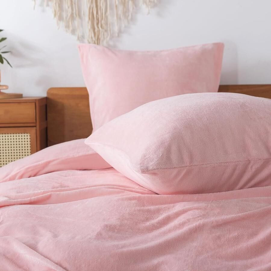 S&Dshopline Pluche kussenslopen 40 x 80 cm (set van 2) roze zacht wollig kussensloop met ritssluiting voor bed bank kussen 40 x 80 cm decoratieve kussensloop hoofdkussensloop
