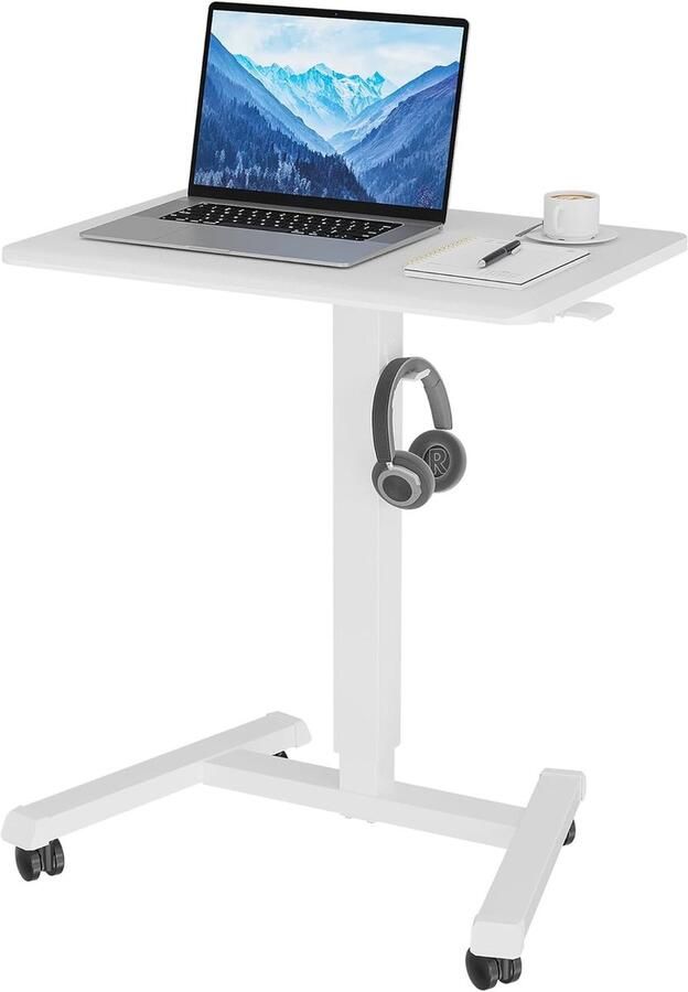 Mobiel Staand Bureau 65x45 cm met Hoogte Verstelling en Wielen Ergonomisch Werkstation voor Woonkamer Slaapkamer en Kantoor Maximaal 15 kg