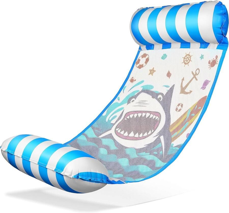 S&Dshopline Waterhangmat met net opblaasbaar watermatras watermat zwembed luchtmatras met armleuningen drijvende ligmat relaxstoel waterspeelgoed voor kinderen en volwassenen - Foto 2