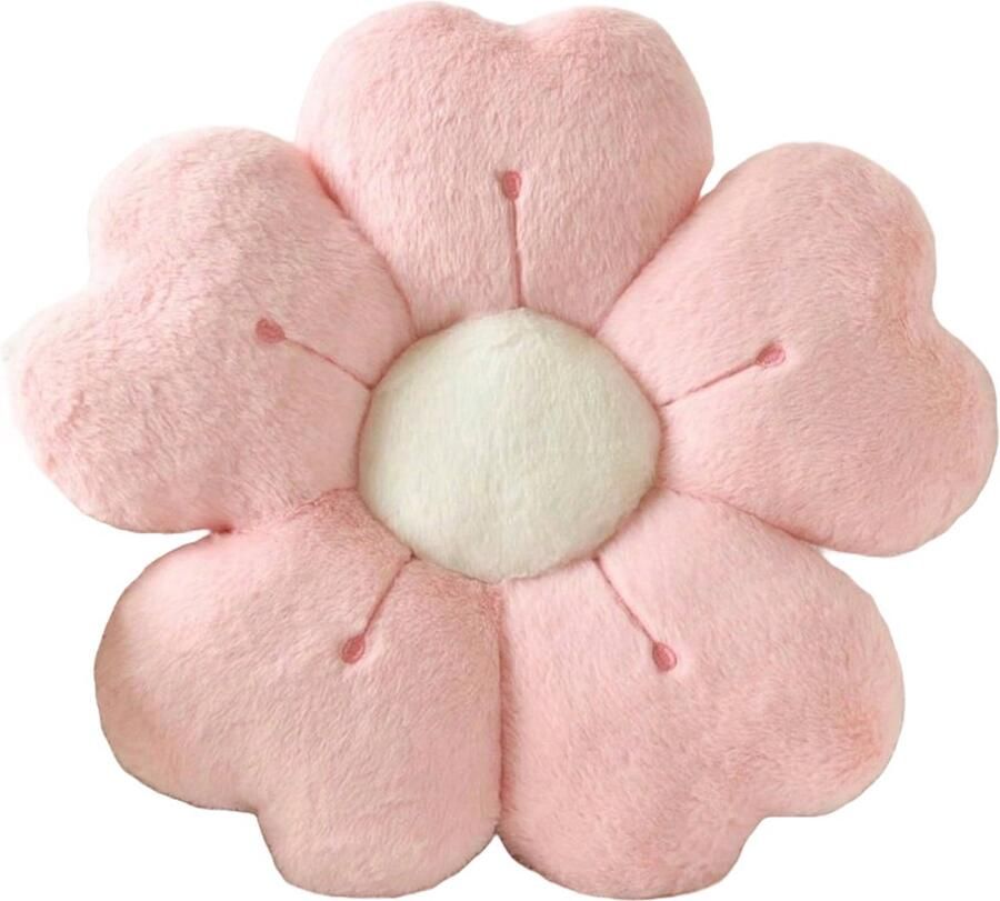 S&E Bloem Kussen – Decoratief Bloemvormig Kussen voor Bed Bank & Vloer 50 x 50 cm Roze