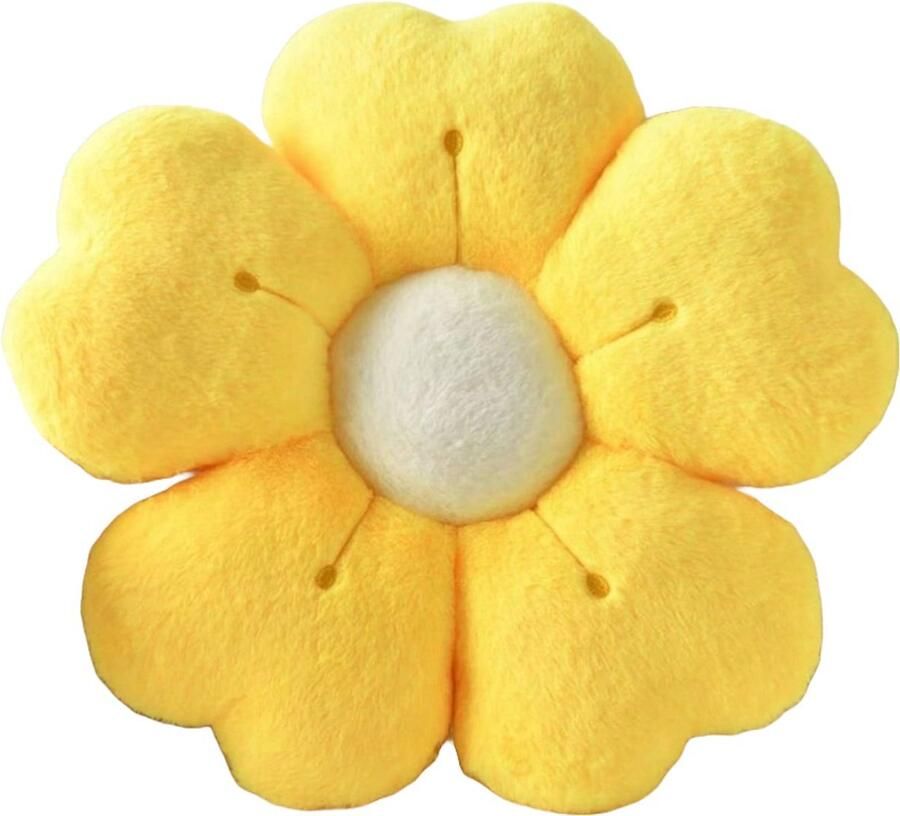 S&E Bloem Kussen – Decoratief Bloemvormig Kussen voor Bed Bank & Vloer 50 x 50 cm Geel